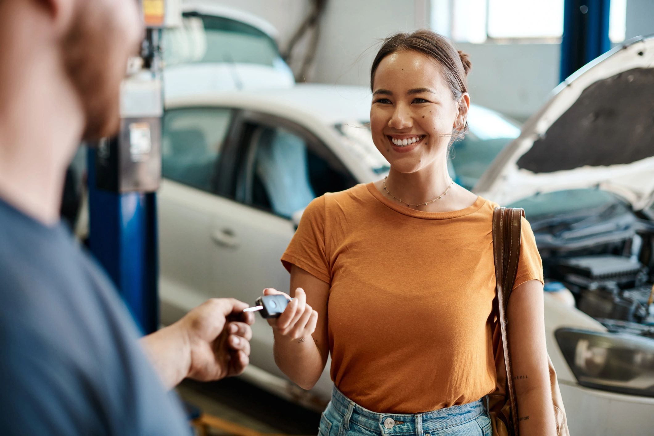 happy auto repair customer