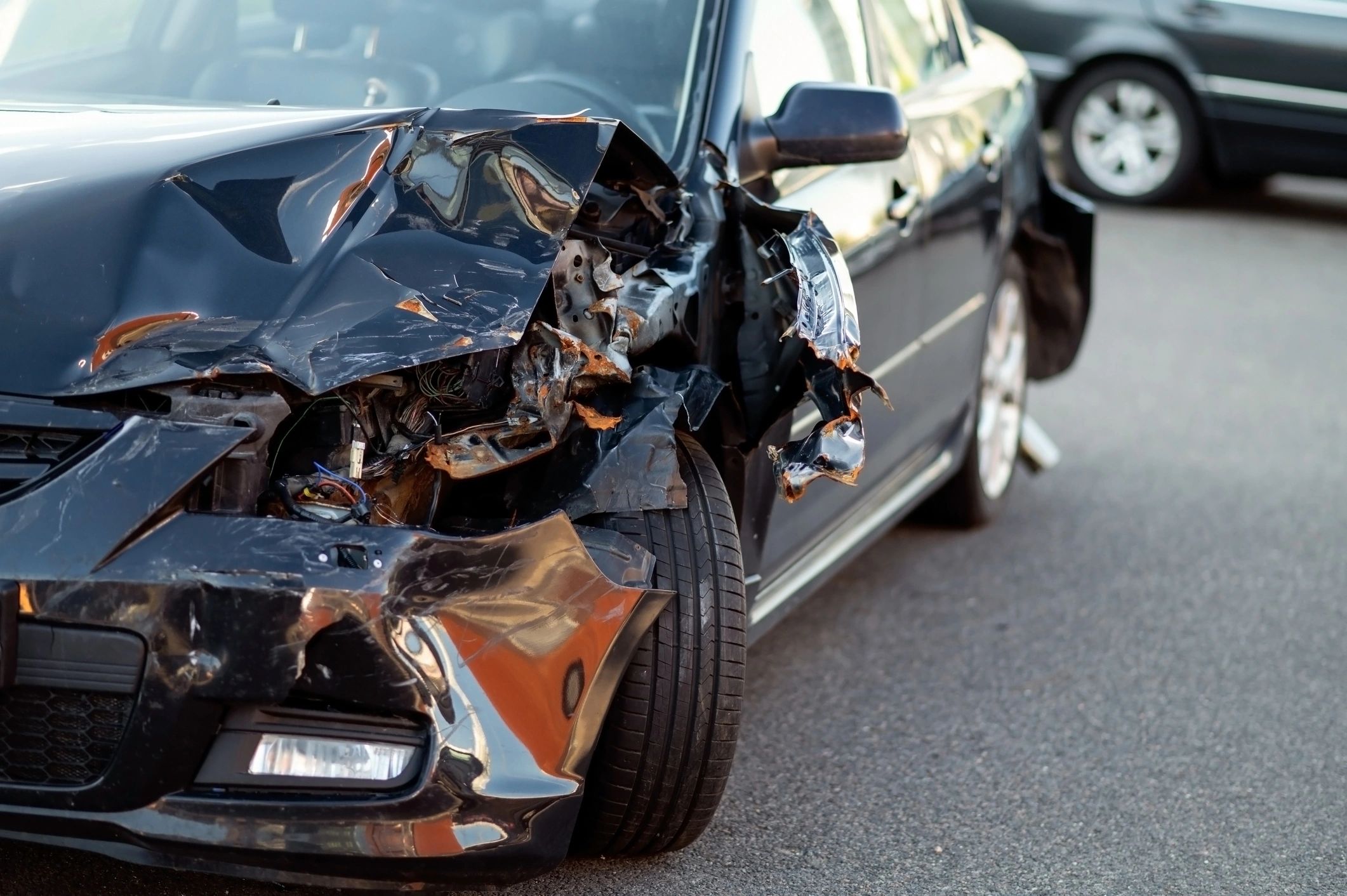 Vehicle in collision repair workshop